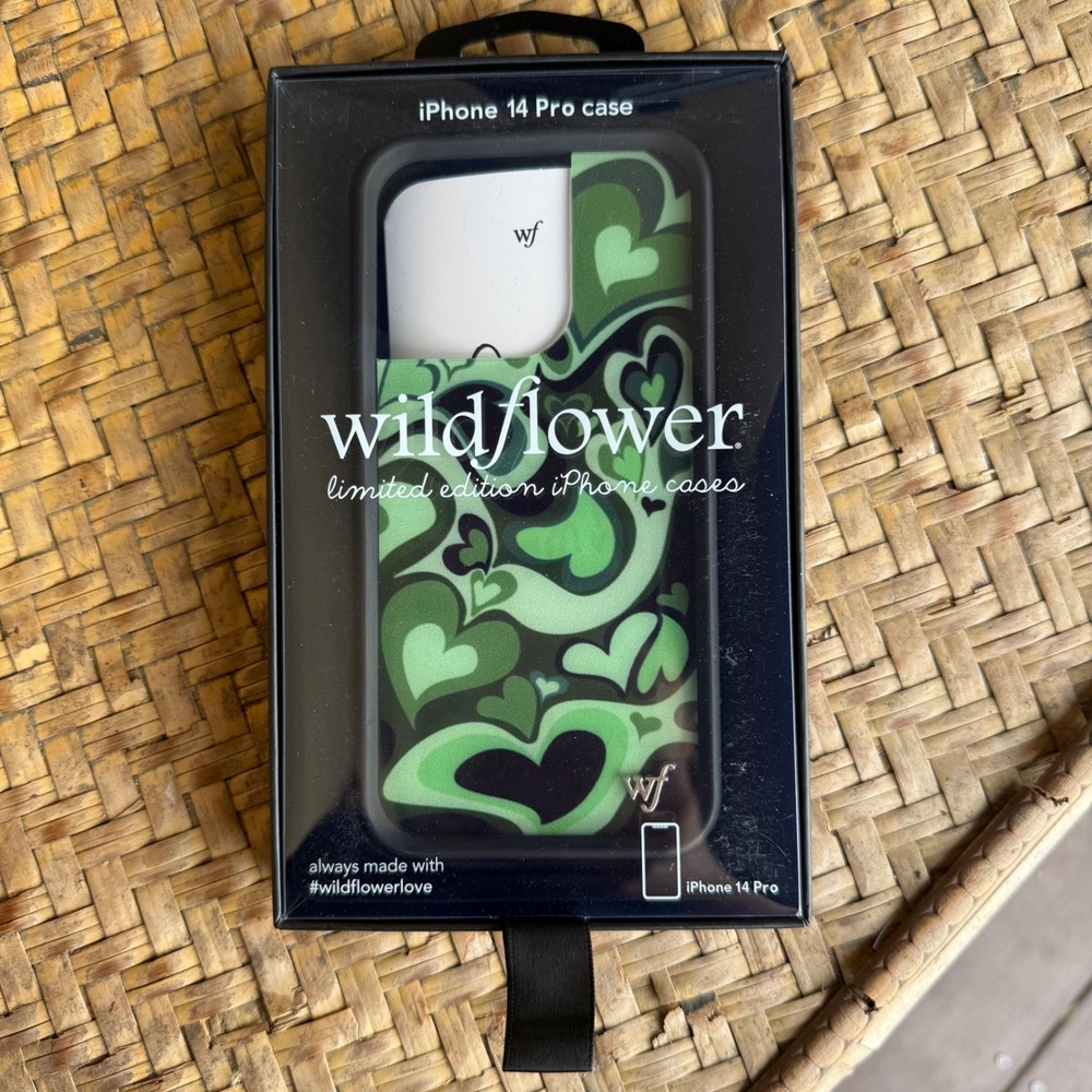 Wildflower iPhone 14 Pro Case Green Groovy Heart Limited Edition Protective New
